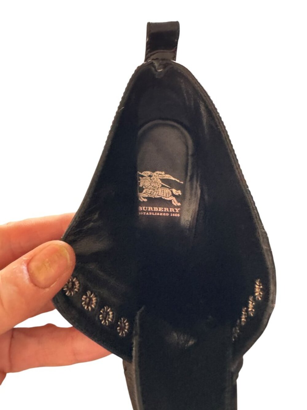 Burberry Black Patent Leather Lace Up Brogue Ankle Booties Oxford EU 37.5/US7 - Picture 7 of 13